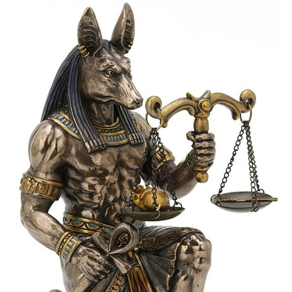 Veronese Design 7 1/4" Kneeling Anubis Holding Scale of Truth and Justice Resin Statue Bronze Finish