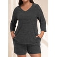 thumbnail image 4 of Daystry Womens Plus Size Pajama Sets 2 Piece Summer 3/4 Sleeve Tops Shorts with Pockets for Lounge Sleepwear L-4XL, 4 of 9