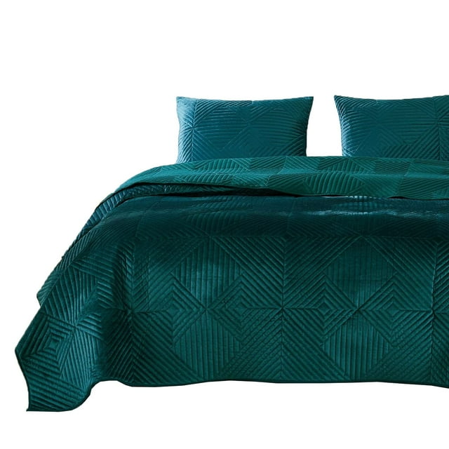 Juego de sábanas Benzara Bann King de 3 piezas, color verde terciopelo