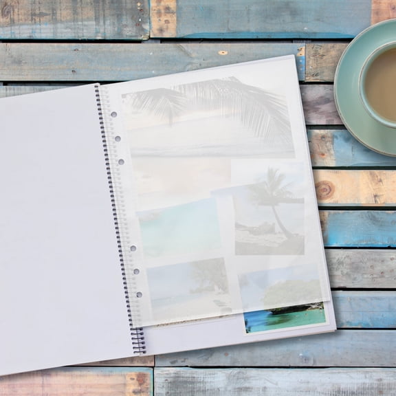 CCOCC A5 Size Clear Sheet Protectors 50pcs 6 Ring Plastic Binder Pocket Sleeves Photo Album Refill Loose Leaf File Binder Inserts Sheet Covers For Home Office Classroom Supplies