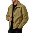 thumbnail image 4 of Delconic Mens Autumn Casual Jacket Loose Fit Turn Down Collar Long Sleeve Corduroy Outerwear Button Front Lightweight Coat Khaki 3XL, 4 of 9