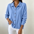 thumbnail image 4 of QIYAGBSA Long Sleeve Shirts for Women Button Down Soft Corduroy Collared Solid Color Casual Fall Winter Layering Tops (Sky Blue, 4XL), 4 of 5