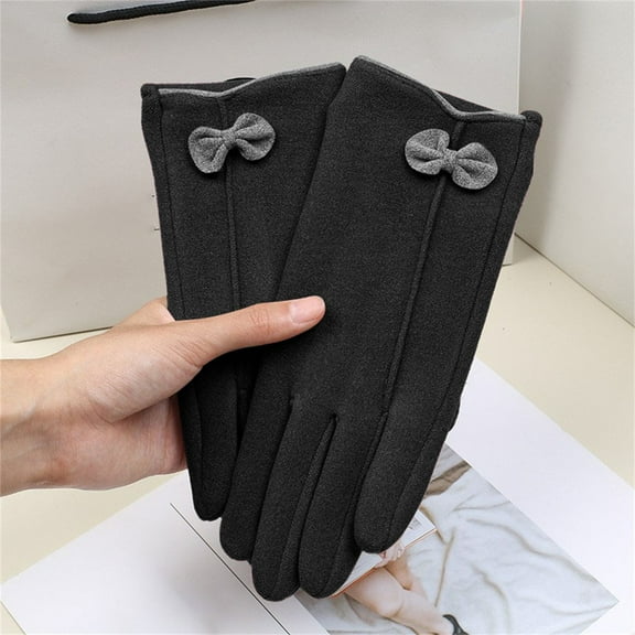 Women's Winter Touchscreen Gloves with Fleece Lining, Warm Thermal Screen Compatible Gloves for Cold Weather, Soft Windproof Smartphone Gloves for Driving, Running, and Outdoor Activities Black