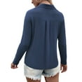 thumbnail image 3 of Women'S Button Down T Shirts 3/4 Sleeve V Neck Tops Casual Summer Ladies Tees Blue XXL, 3 of 7