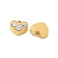 thumbnail image 2 of 10pcs 304 Stainless Steel Pendants with Rhinestone Heart golden 7x8x3mm Hole: 1mm, 2 of 3
