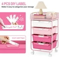 thumbnail image 5 of Rolling Cart with 4 Drawers,4 Tiers Rolling Utility Cart Craft Cart,Rolling Storage Drawer Cart with Mesh Top,Storage Cart with Drawers & 4 PCS DIY Lable, Rose Pink, 5 of 18