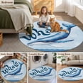 thumbnail image 5 of Navy Blue Whale Round Area Rug 5Ft Washable Circle Rugs for Living Room Bedroom, Summer Coastal Bubbles Ocean Waves Non-Slip Carpet Floor Mats Indoor Outdoor Carpet Runner Aesthetic Home Decor, 5 of 8
