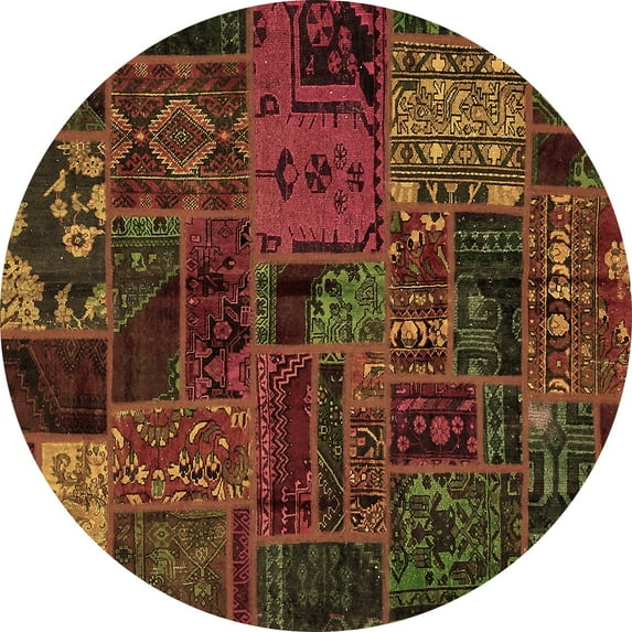 Ahgly Company Indoor Round Oriental Brown Modern Area Rugs, 3' Round