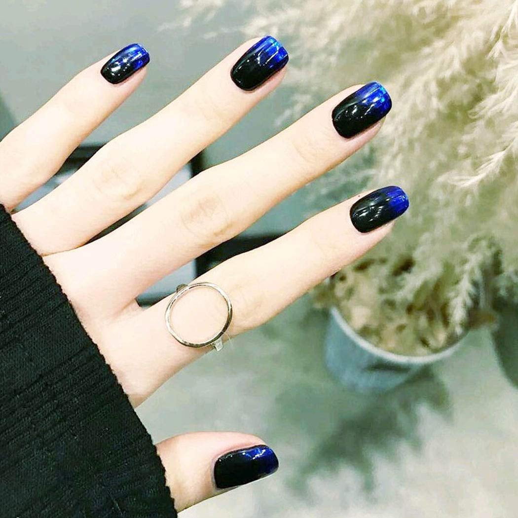 Glossy Press On Nails Blue Short Fake Nails Square Full Cover Acrylic False Nail For Women And Girls 24pcs Walmart Com Glossy Press On Nails Blue Short Fake Nails Square Full Cover Acrylic False Nail For Women And Girls 24pcs Walmart Com