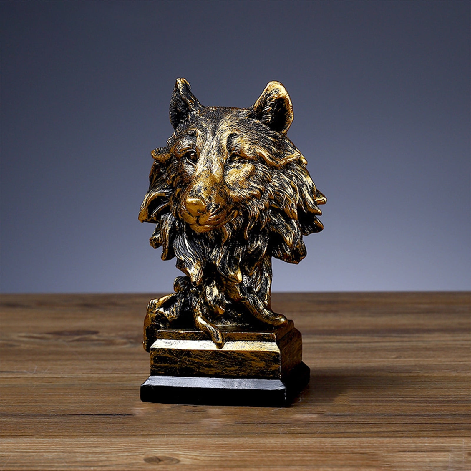 Modern deco resin sculpture wolf statue for modern art, handicrafts, ornament for living room, bedroom, dining table, office gold, black, white, silver 9.4x6.5x18cm,Wit