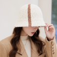 thumbnail image 5 of Warm Winter Hat Knitted Hat Women Winter Bucket Hat Thick Color Matching Soft Sun Uv Protection Short Brim Windproof Cold, 5 of 5
