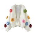 thumbnail image 2 of Ftwytp Cardigan for Women Knitted Sweater Long Sleeve Open Front Sweaters Coats Floral Knit Jumper Jacket Cardigan V Neck Button Down Cardigans Knitwear, 2 of 4