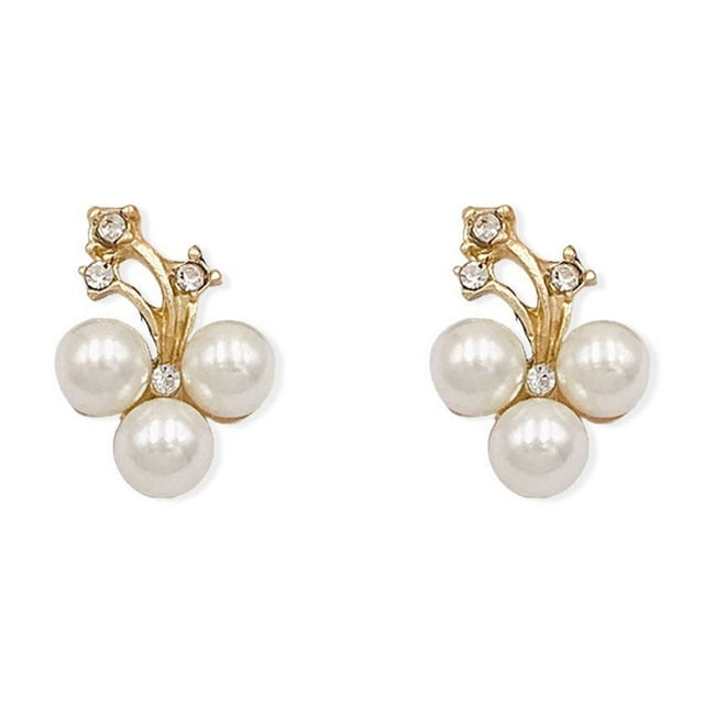 serony 2 Pieces Hairpin Headdress Flat Back Non-perforated Design Shiny Rhinestones Beautiful Pearl Flower Buckle for Dancing Party Type 8