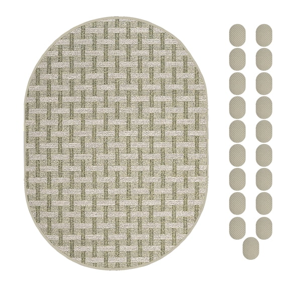 Furnish My Place Union Indoor/Outdoor Commercial Green Color Rug, Pet-Friendly, Home Decor Commercial Rug for Living Room, Bedroom, Wedding, Event, Made in USA, 2' x 4' Oval - Set of 20
