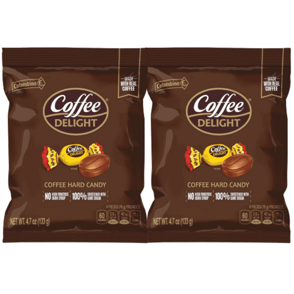 Coffee Delight Hard Candy Snack Party Treats Favors Stocking Stuffer Gifts on Birthdays Christmas Thanksgiving Holidays Halloween, 4.7 oz - Pack of 2