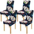 thumbnail image 1 of RYLABLUE Traditional Sugar Skull Stretch Chair Cover Protector Seat Slipcover for Dining Room Hotel Wedding Party Set of 4, 1 of 5