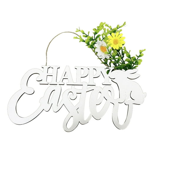 Home Decor Clearance Cute Bunny Easter Themed Wooden Sign For Gate Garden Door Cafes Club Bar Decoration Hello Wood Sign Plaque Happy Easter Truck With Easter Eggs Decor Sign, White