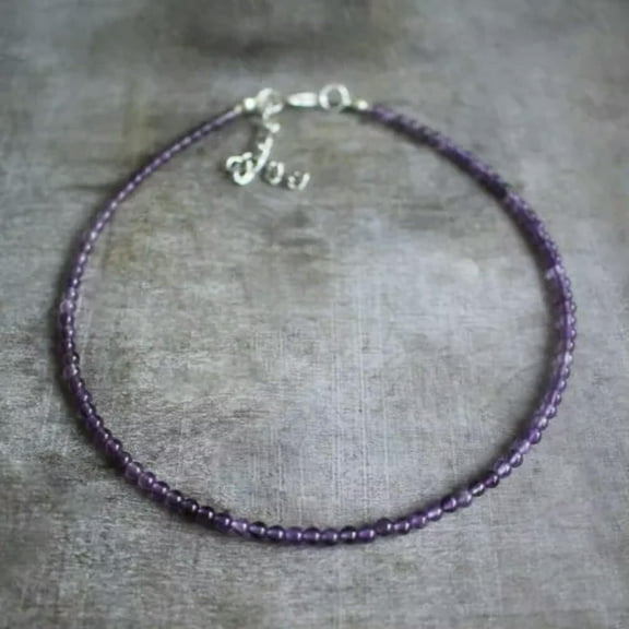 K-KED 4mm Amethyst Beaded for her, Stone Choker Healing Crystal Necklace-22 in