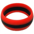 thumbnail image 2 of 8MM Men or Ladies Athlete Sports Flexible RED with Black Stripe Silicon Rubber Wedding Band Ring, 2 of 4