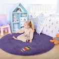 thumbnail image 5 of DweIke Round Rug for Bedroom,Super Fluffy Circle Rugs for Baby Nursery,Furry Carpet for Children Kids Room,Cute Soft Shaggy Area Rug for Girls Home Decor For Dorm,4'x4',Gray Purple, 5 of 7