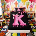 thumbnail image 4 of Erosebridal Pink Drip Letter K Twin Sheet Sets, Cute Baseball Sport Bedding for Girls and Boys, 3 Pieces, 1 Flat Sheet, 1 Fitted Sheet and 1 Pillowcase, 4 of 6