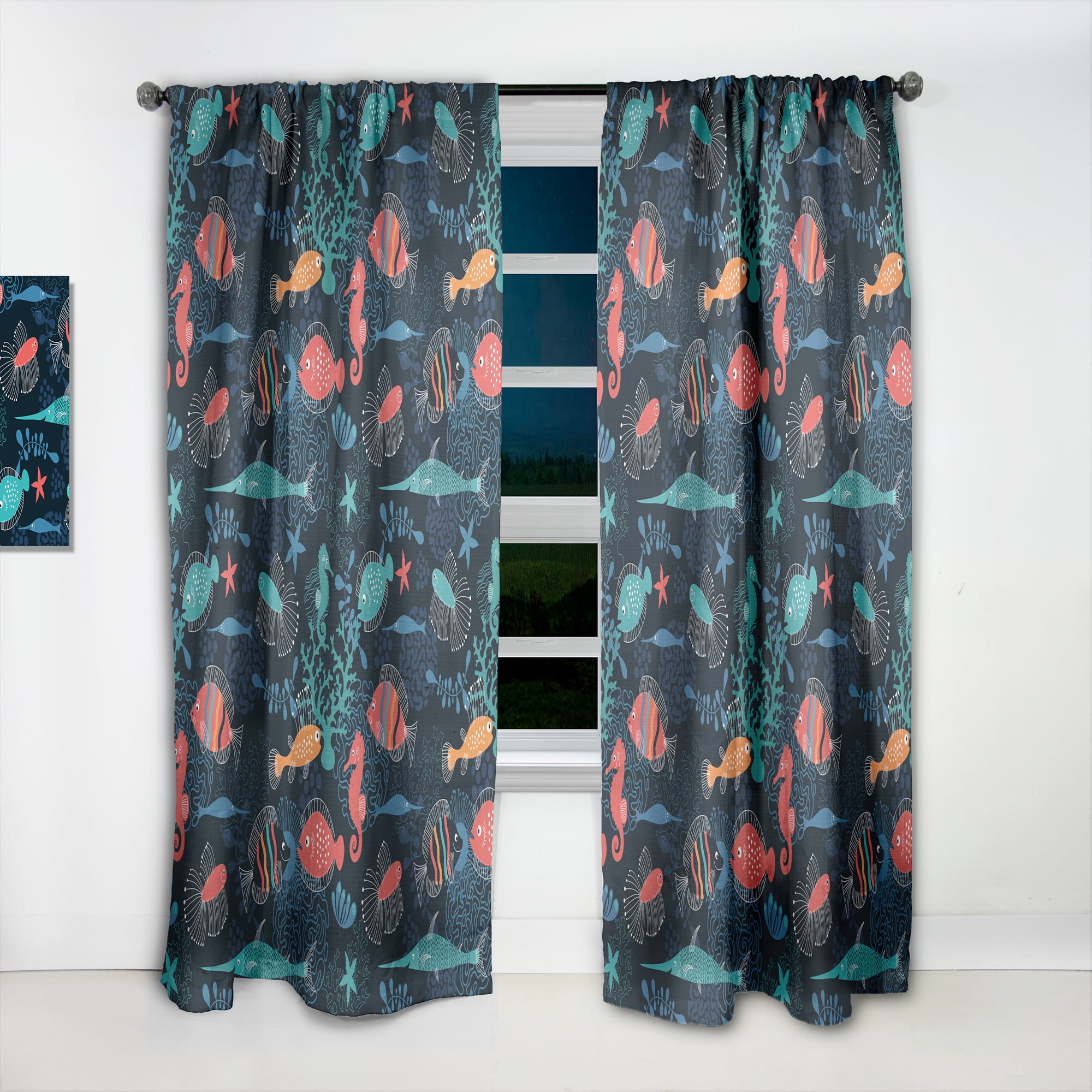 Designart 'Costal Life Form II' Animals Curtain Panel