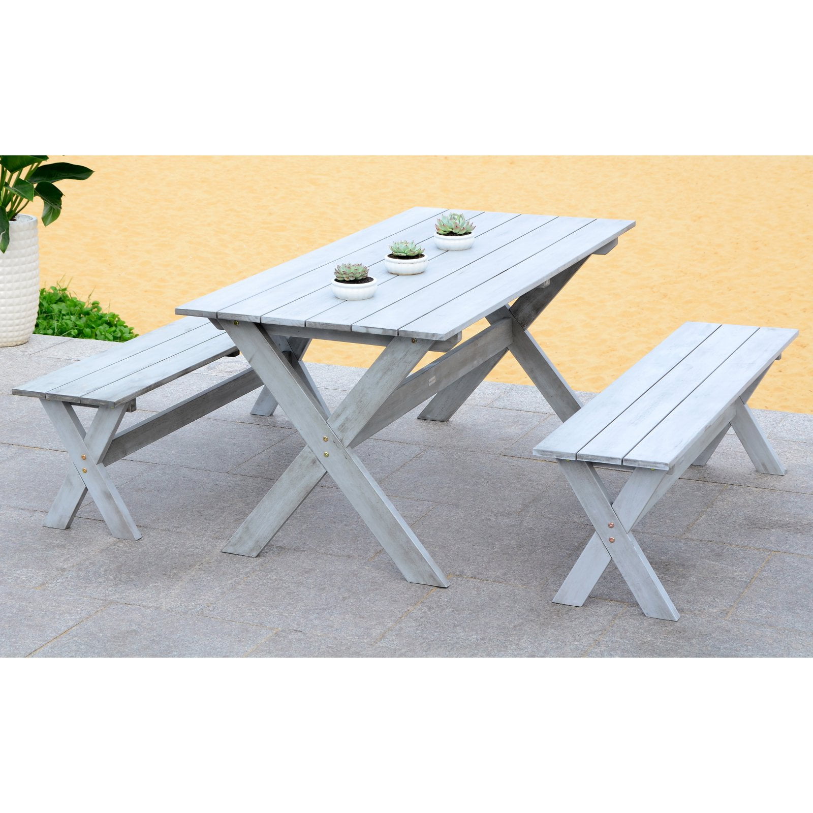 Safavieh Marina Outdoor Traditional 3 Piece Dining Set