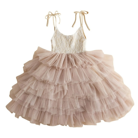 Ketyyh-chn99 Kids Teens Girl Chiffon Dress Flower Girl's Dress Girls Toddler Summer Casual Sleeveless Prints Dress Dance Party Dresses Holiday Beach Clothes Size for 3-4 Years,Rose Gold
