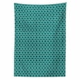 thumbnail image 2 of Teal Tablecloth, Traditional Ikat Style Pattern with Abstract Curves Oval Shapes Moroccan Inspiration, Rectangle Satin Table Cover for Dining Room and Kitchen, 60" X 84", Teal White, by Ambesonne, 2 of 2