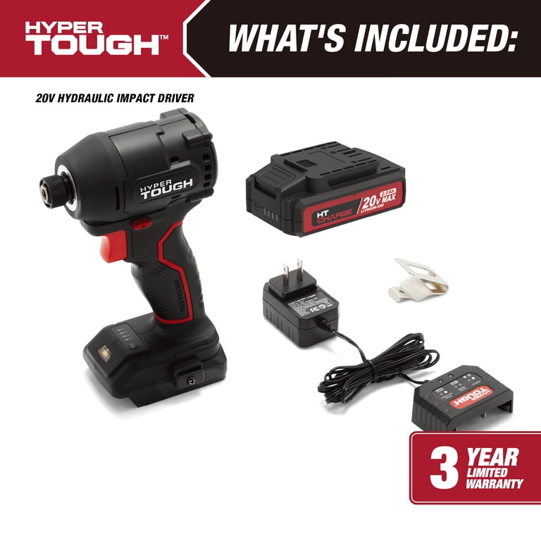 Hyper Tough 20V Brushless Hydraulic Impact Driver, 1/4 in, Black