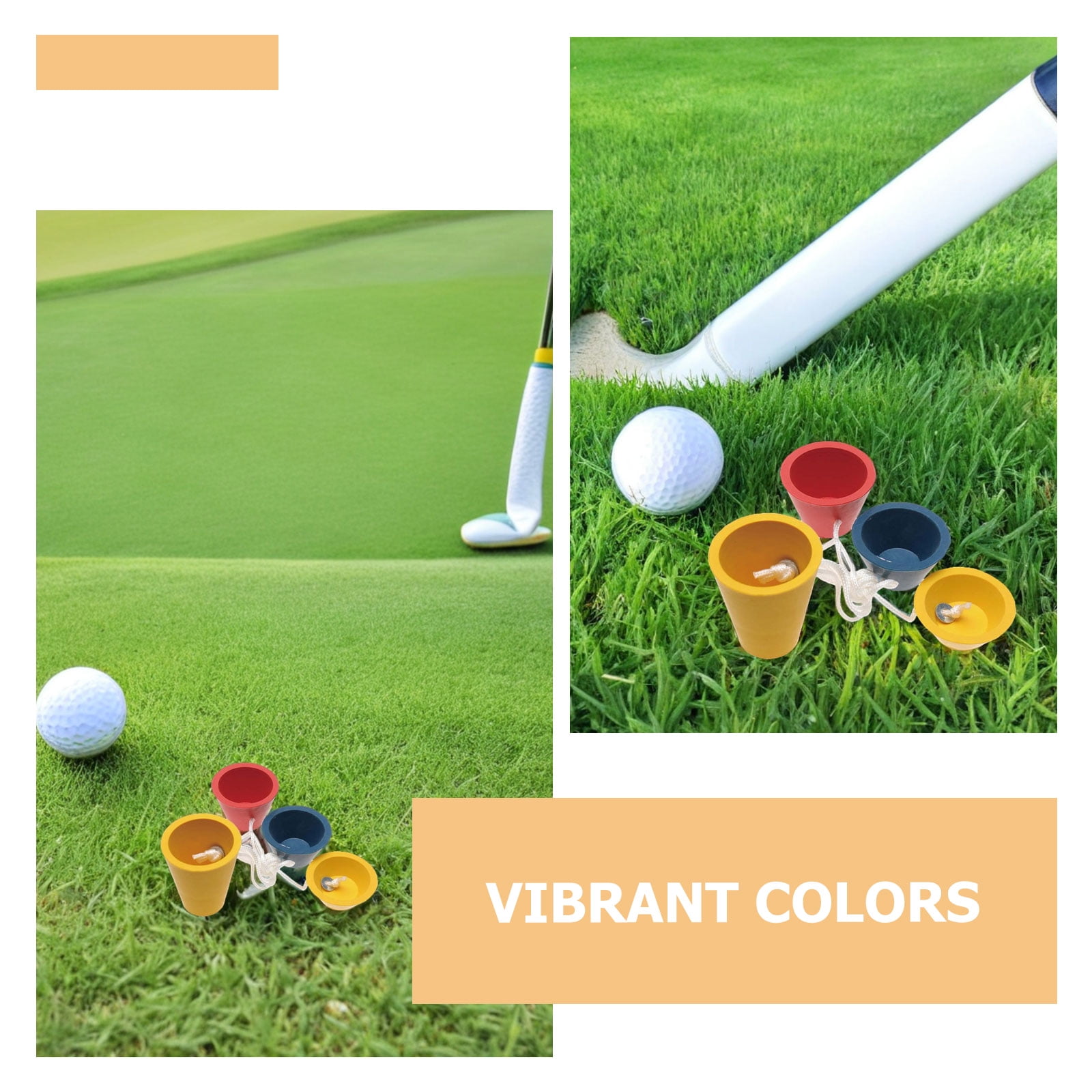 OUNONA 6-Pack Rubber Golf Tees for Driving Range Practice with Bright Assorted Colors and Multiple Height Options