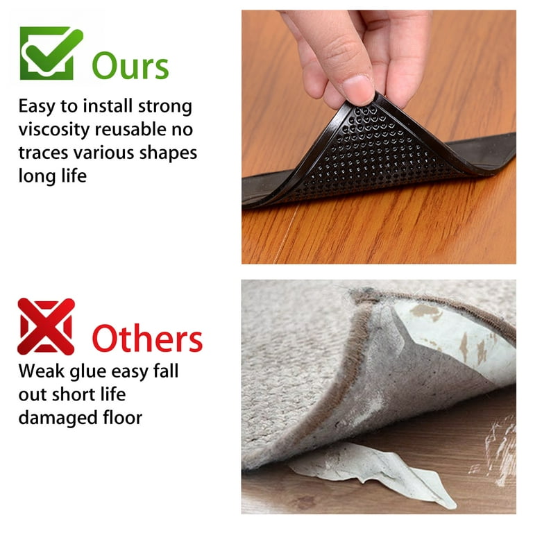 4 X Rug Carpet Mat Grippers Non Slip Anti Skid Reusable Washable Silicone  Grip