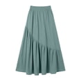 thumbnail image 5 of XuJwPNcy Skirts for Women Casual Elastic Waist Ruffle Maxi Skirt Soft Cotton Linen Summer Skirts with Pockets for Beach, 5 of 7