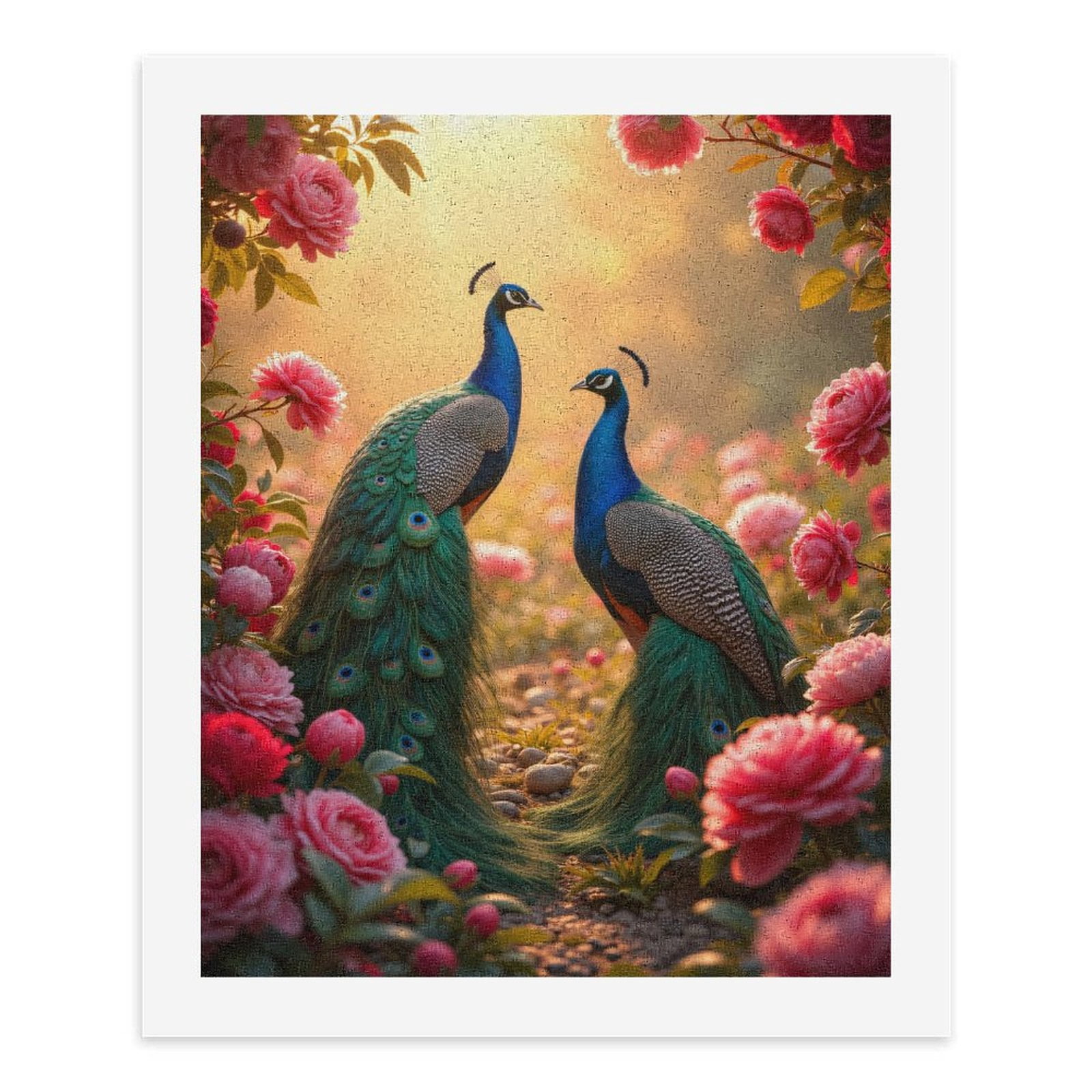 Paint By Numbers Kit for Adults Beginner - DIY Peacocks In Rose Garden Sunrise Canvas Painting Kits for Adults, Frameless Paint By Number for Adults for Home Wall Decor 16x20 Inch