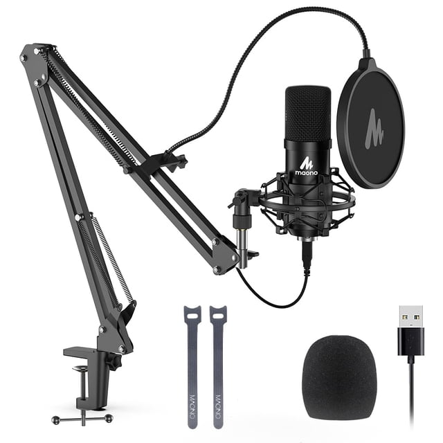 Kit Maono de micrófono USB condensador para computadora -negro