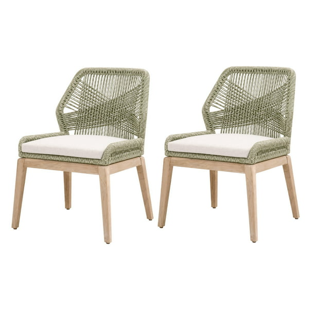 Dining Chair With Woven Rope Back Set, Woven Rope Seat Dining Chairs