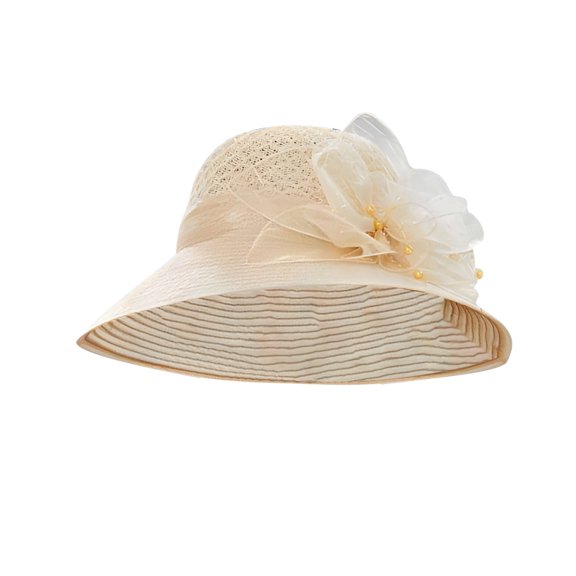 TRUBKH Women's organza hat church hats Bowler Hat kentucky derby hats for women Sun Hats Sunhat fancy hats for women Tea Party Wedding Hat elegant hats for women chapeau pour femme Beige One Size