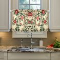 thumbnail image 5 of Wobogo Red Flowers and Green Leaves Pattern Kitchen Curtains 2 Piece Set Farmhouse Country Style Light Filtering Small Window Drapes Suitable for Bathroom Laundry Room and RV 27x36in, 5 of 9