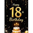 thumbnail image 4 of LUUFILx Happy 18th Birthday Party Banner Backdrop Birthday Decoration Background Photography Props Celebration Supplies Gold Balloons Cake, 4 of 8