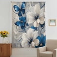 thumbnail image 3 of White Blue Flowers Sheer Curtains 96 Inches Long, Vintage Elegance Butterfly Floral Light Filering Curtains, Privacy Drapes Simi Floor to Veiling Curtain for Living Room Bedroom Window Treatment, 3 of 9