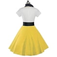 thumbnail image 2 of ZEZCLO Retro Poodle Print High Waist Skater Vintage Rockabilly Swing Tee Cocktail Dress Retro Poodle Print High Waist Skater Dress Yellow S, 2 of 6