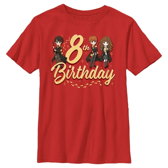 Boy's Harry Potter 8th Birthday Friends Graphic Tee Red Small