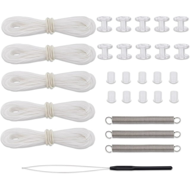 shiyou-RV Pleated Shade Repair Kit, Camper Van Window Shades Blind String Repair Replacement Kit for Trailer Pleated Shade, RV Blinds Maintenance Kit, Cords, Cord Retainers, Bushings, Springs (White)
