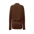 thumbnail image 4 of Pounoo Women's Mini Dresses Long Sleeve V Neck Chiffon Button Front Dresses Daily Errands Soft Lightweight Stylish Bodycon Dresses Gift, 4 of 6