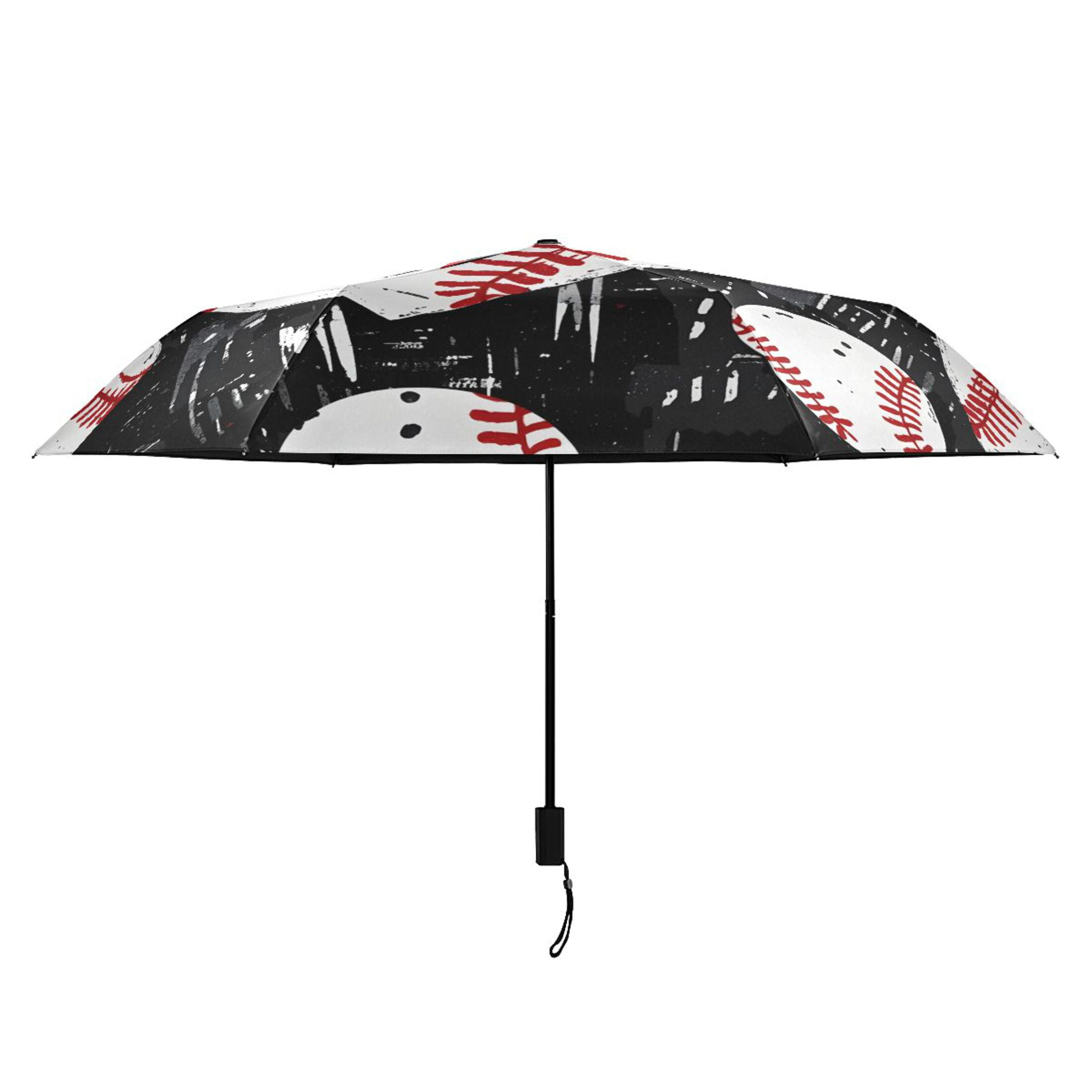 ALAZA Baseball Hearts UPF 50+ Compact Folding Umbrella for Rain Travel Umbrella Packable