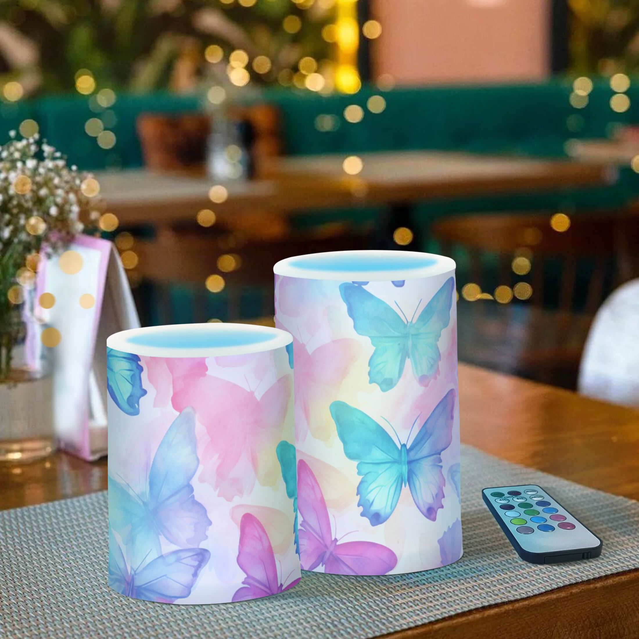 Gorgeous Butterfly Flameless Candles with Remote Timer LED Battery Operated Flickering Candle Light for Festival Wedding Home Party