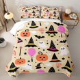 thumbnail image 2 of Feelyou Cartoon Ghost Witch Hat Twin Quilt Set, Cute Pumpkin Bat Twin Coverlet Set, Beige, 2 Pieces, 1 Comforter and 1 Pillowcase, 2 of 7