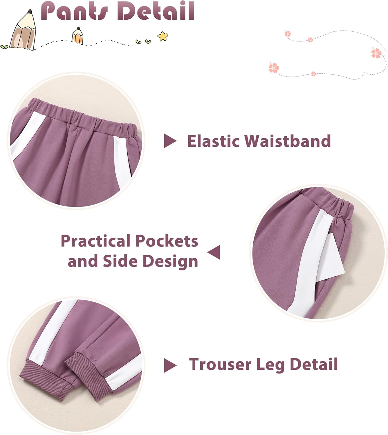 SANMIO Toddler Girl Clothes 2 Piece Outfits Fashion Sweatshirts+Sweatpants Long Sleeve Tracksuit Clothing Set Size 3-8Y