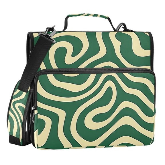 ALAZA Zipper Binder Cream Green Swirly 3 Ring Trapper Keeper File Folder Organizer Bag