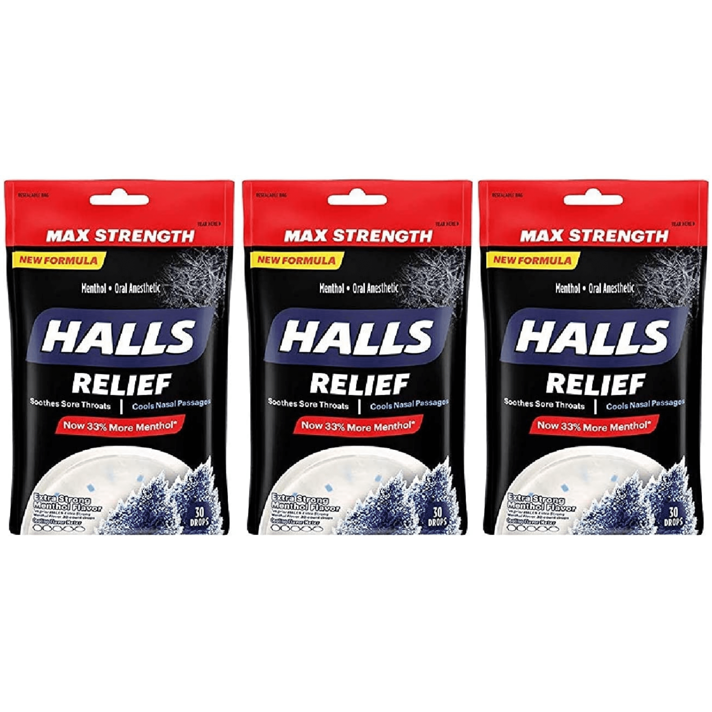 Halls Extra Strong Menthol Flavor, Relief Oral Anesthetic Drops Max